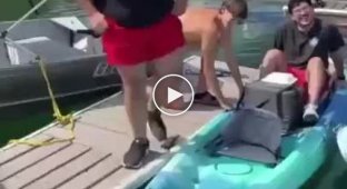 The guy agreed to ride on the boat
