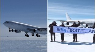 В Антарктиде впервые приземлился самолет Airbus A340 (11 фото + 1 видео)