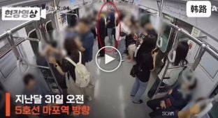 В Сеуле 67-летний кореец, разозлившись на решение суда о разводе, облил бензином вагон метро