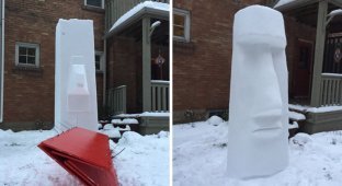 Как слепить из снега 2-метровую скульптуру (14 фото)