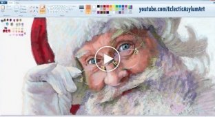 Невероятно реалистичное изображение Санта-Клауса, нарисованное в Paint