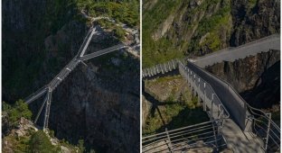 В Норвегии открыли мост через ущелье с потрясающими видами на водопад (10 фото + 1 видео)