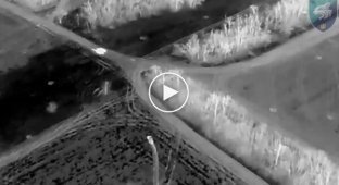 A car with occupiers takes off after hitting an anti-tank mine