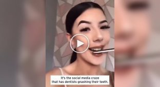 Girls grind down their teeth en masse with a nail file