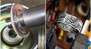 Craftswoman turns coins into Celtic rings (20 photos)