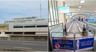 A woman lost her leg on a travolator at Bangkok airport (5 photos)