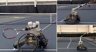 Scientists have developed a robot tennis player for professional training (4 photos + 1 video)