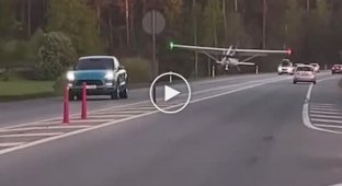 The plane made an emergency landing on a highway in Latvia