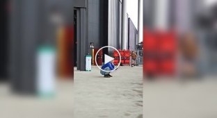 Unusual trick on a skateboard