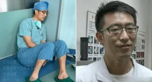 Китайский хирург уснул прямо на полу в операционной (4 фото)