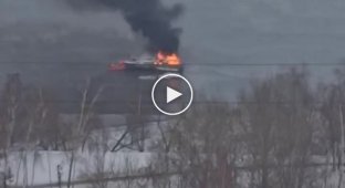Residential boat on fire on the Moscow River
