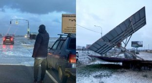 Последствия шторма в оккупированном Крыму (1 фото + 15 видео)