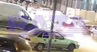 Drunk police officers rammed a parked car in Krasnogorsk