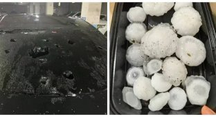 A Heavy Hail Damaged Cars in China (2 photos + 2 videos)