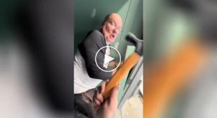 A guy played a prank on his father during renovations using a soft hammer