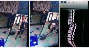 Китайский тяжелоатлет сломал позвоночник при попытке поднять штангу со слишком большим весом (2 фото + 1 видео)