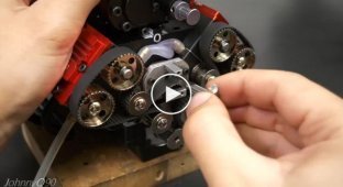 Tiny V8 with a small mechanical supercharger works and sounds like a real one