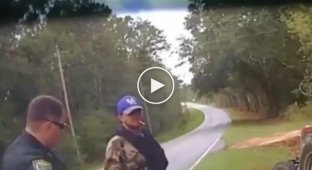 Американский полицейский с убедительными доводами во время погони
