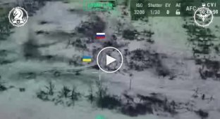 Українська БМП M2A2 «Bradley» ODS-SA виводить з ладу російський танк Т-90М «Прорив» у селі Степове, потім добиває FPV-дрон