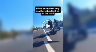 В США парни на мотосамокатах устроили «домино» на дороге