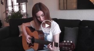 This girl plays "Hotel California" on guitar