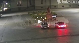 Mom's drifter crashed into a monument