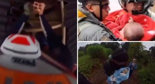 Мужчина проломил крышу, чтобы спасти младенца от наводнения (5 фото + 1 видео)