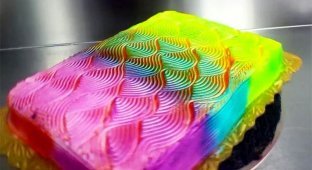 Радужный торт, меняющий цвет (1 фото + 2 видео)
