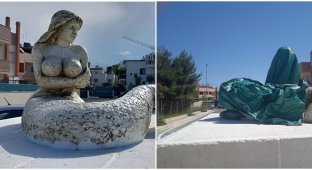 Asshole mermaid stunned the inhabitants of Italy (4 photos)