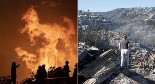 Сильнейший пожар чуть не уничтожил курортный город в Чили (4 фото + 4 видео)