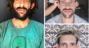 A guy from Brazil helps the homeless change their image and return them to normal life (17 photos)