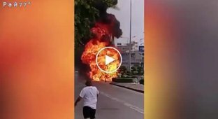 A fuel tanker overturned and exploded in Bangkok