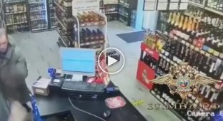 A man brutally beat a salesman with a stick in a liquor store for refusing to lend alcohol