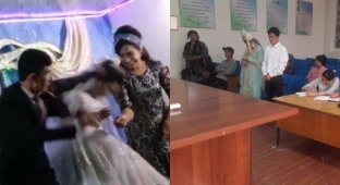 "Он всегда был тихим!": суд в Узбекистане не стал наказывать жениха, ударившего невесту на свадьбе (5 фото + 1 видео)
