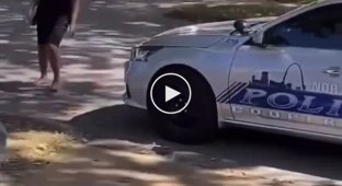 A cheeky American woman tried to steal a police car