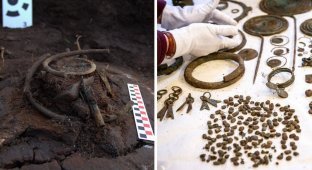 Ancient human remains and dozens of bronze jewelry found in a peat bog in Poland (5 photos)
