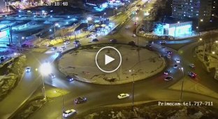 The guy knows how to enter a roundabout