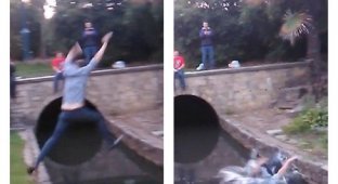 Пьяный англичанин повеселил друзей головокружительным трюком (5 фото + 1 видео)