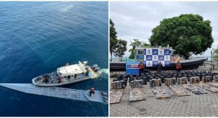 A submarine with tons of cocaine and two dead men found off the coast of Colombia (5 photos)