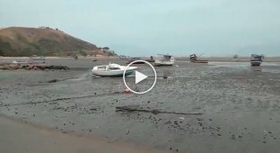 Water receded from the coasts of Brazil and Uruguay, and huge waves hit the coast of Chile