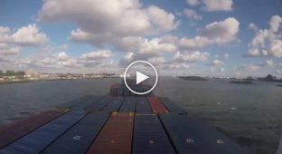 Welcome aboard. The ship's entry into the port of Rotterdam in accelerated video