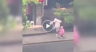 Positive dance of a father and daughter