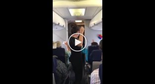 You won't get bored during the flight with such a flight attendant