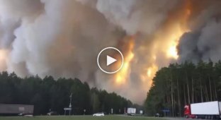 The Yekaterinburg-Kurgan highway has become like a road to Hell due to a forest fire