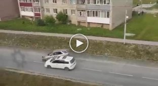 GTA-style showdown footage with shooting and bats on Sakhalin