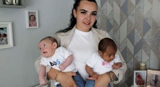 Британка родила близнецов с разным цветом кожи (3 фото)