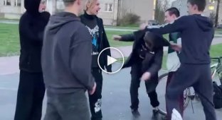 Typical Russian rednecks took to the streets to beat the weak