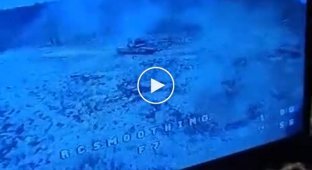 Soldiers hit an enemy tank with a kamikaze drone near Krynoki