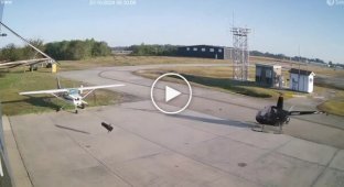 A hard landing of a helicopter