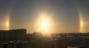 «Три солнца» в небе над Челябинском (9 фото)